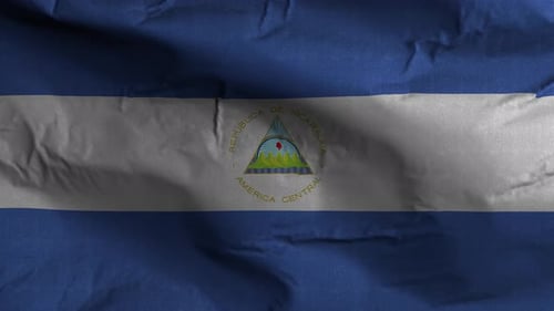 Nicaragua National Flag Waving in Realistic Fabric Motion