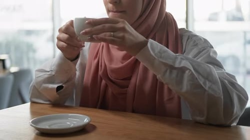 Coffee Shop Hot Beverage Woman Cappuccino Mug Cozy