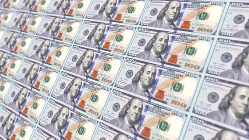 Printing One Hundred Dollar Banknotes Seamless Repeating Pattern