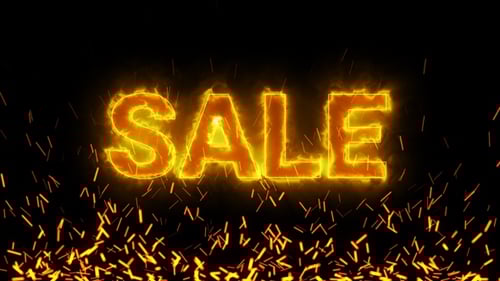 Fiery Sale Text Reveal with Animated Sparks