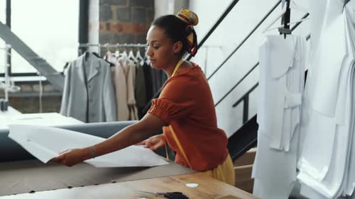 Afro-American Seamstress Working in Atelier