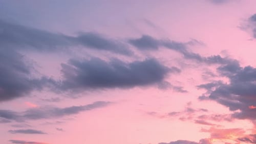 Pink Sunset Sky with Drifting Clouds Time-Lapse
