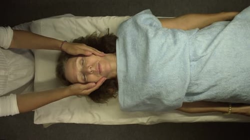 Facial Massage. Flat Lay.