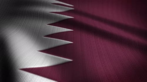 Qatar National Flag Waving in Realistic Fabric