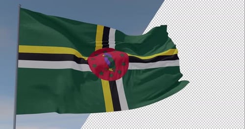 Flag of Dominica Waving Seamlessly with Alpha Channel
