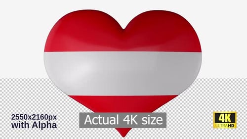 3D Animated Glossy Heart with Austrian Flag Design