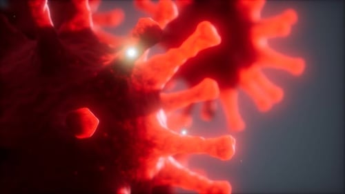 Rotating Red Virus Cell Microscopic Animation