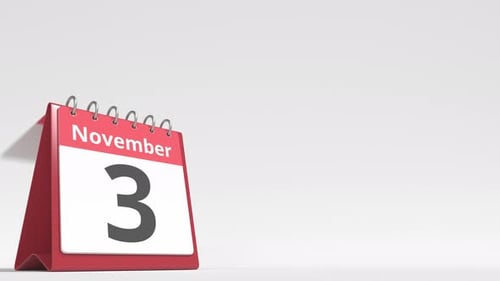 Animated 3D Desk Calendar Date Change in November
