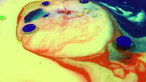 Abstract Mixing of Colorful Paints and Liquids