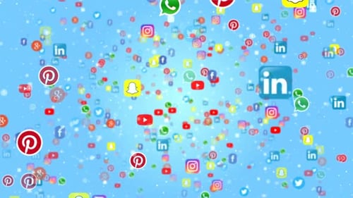 Animated Social Media Icons Particle Background Loop