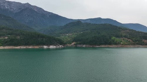 Mountain river high in the mountains Aerial View 4 K