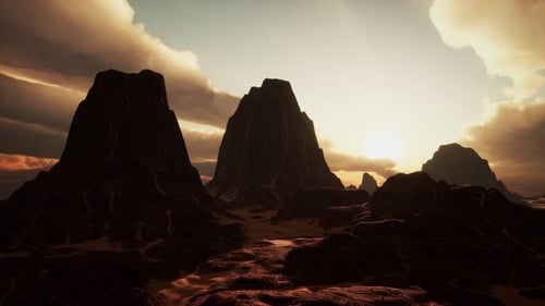 Amazing Sandstone Formations in Famous Sunset at Monument Valley