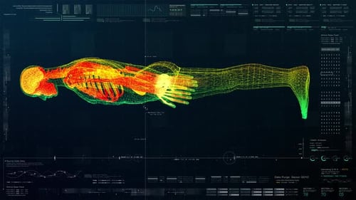 Futuristische biomedizinische Diagnostik des menschlichen Körpers HUD 01