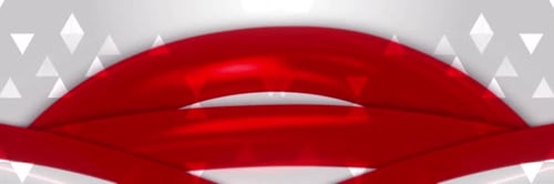 Fluid Red Ribbons Animation with Abstract Geometric Background