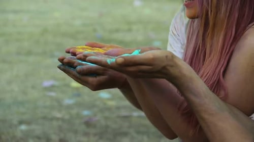 Friends Celebrate Holi with Colorful Powder