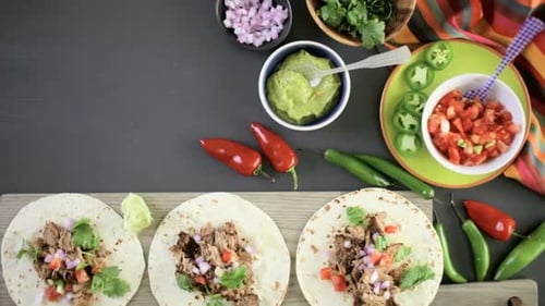 Overhead Food Prep of Fresh Gourmet Tacos
