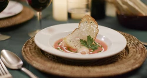 Detail of Beautiful Dish During a Romantic Gourmet Dinner or lunch.Close Shot. Friends Italian Trip