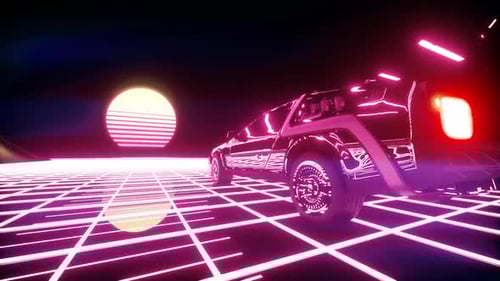 Retro Futuristic 80s Style Drive In Neon City HD