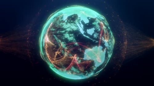 Digital Earth Global Network Technology Futuristic Reveal Animation