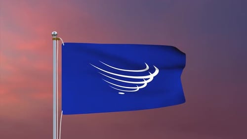 Waving Corporate Flag with Logo Reveal Animation