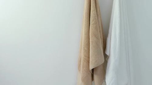 Towels hanging on hook 4k
