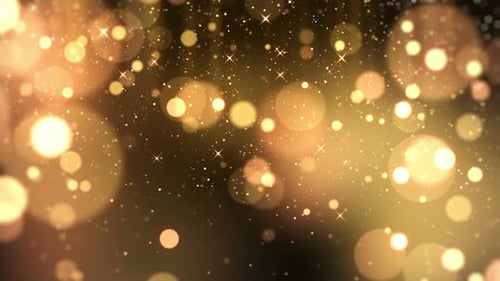 Golden Glittering Bokeh Lights Festive Background
