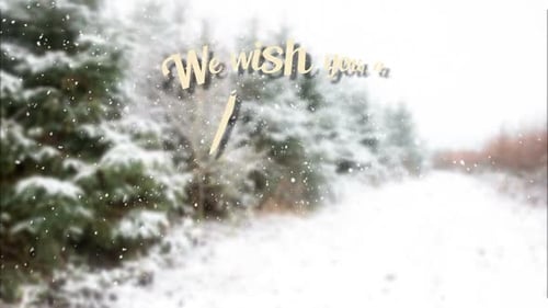 Winter Snowfall in Forest Path Scene