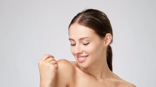 Beautiful Woman Posing in Studio Close-up
