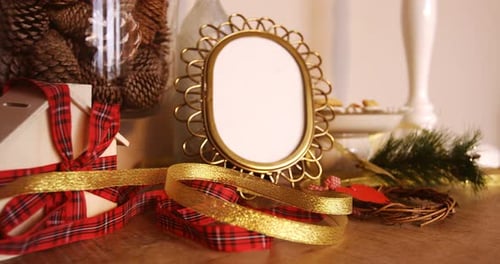 Festive Golden Holiday Decoration Close Up