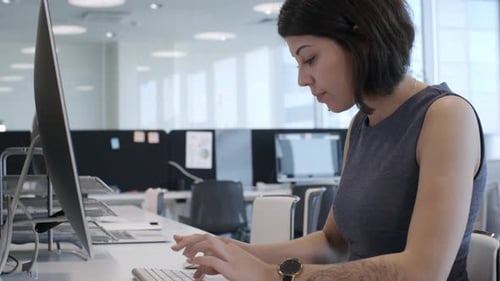 Lady Working on Computer in Office