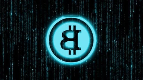 Futuristic Digital Bitcoin Symbol Rotation Animation