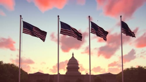 US Flag at Sunrise