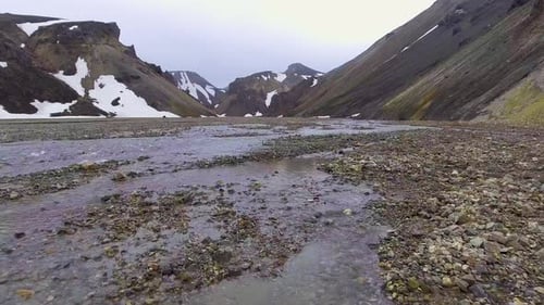 Drone Aerial Footage of Landmannalaugar Landscape in Iceland Highlands