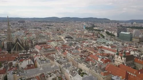 AERIAL View of Vienna. Cathedrals and Cityscape City of Vienna, Austria. Vienna City Skyline Aerial
