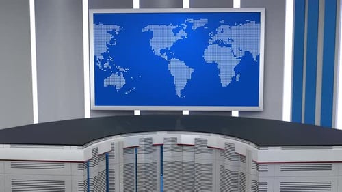 Virtual News Studio Set Green Screen Background Loop 4k