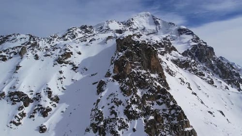 Winter drone flight over Mestia`s mountains in gerorgia.
Tetnuldi Ski Resort next to Uschba and Tet