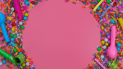 Colorful Party Decorations Border Pink Backdrop