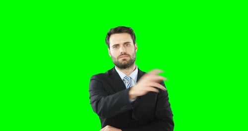 Businessman touching digital screen