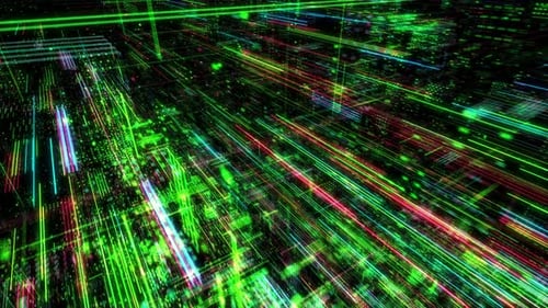 Abstract digital matrix particles grid virtual reality