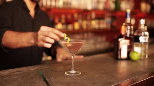 Bartender Preparing an Elegant Cocktail Drink
