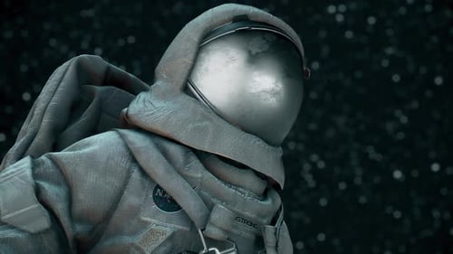 Realistic 3D Astronaut Helmet in Deep Space