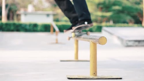 Skateboard Grinding Rail At Skatepark