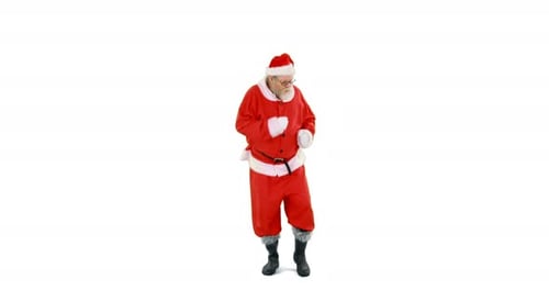 Santa Claus Dances Merrily in Red Suit