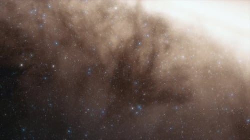 Starship Flies at the Speed of Ligh Near the Center of the Milky Way Galaxy in Space