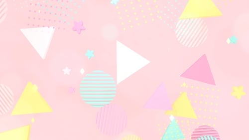 Animated Pastel Geometric Shapes Background with Floating Elements