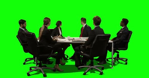 Business Team Meeting on Green Screen