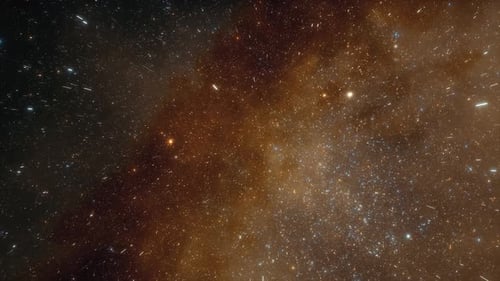 Flying Through Golden Starfield and Nebula Clouds