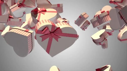 Falling Heart-Shaped Gift Boxes Animation