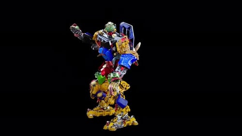 Animated 3D Futuristic Robot Performing a Dynamic Dance Loop