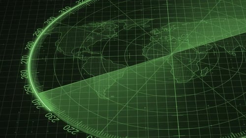 Futuristic Digital Radar Screen Scanning World Map